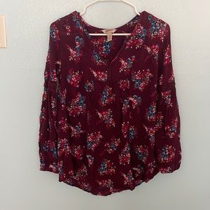 Maroon floral top
